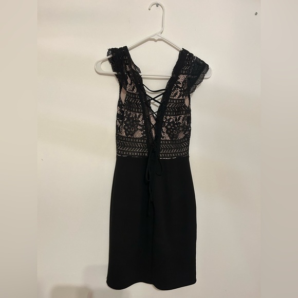 Lulus Give a Glam Black Lace Lace-Up Bodycon dress XS - Picture 4 of 7